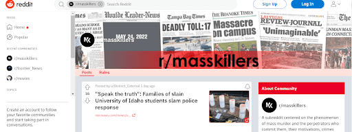 What information is available on Reddit about the murder