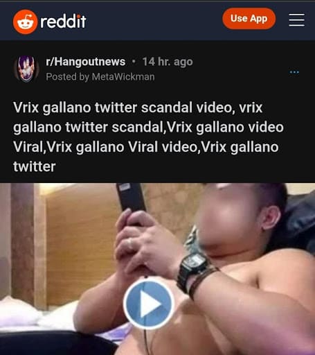 Vrix Gallano Video on Reddit
