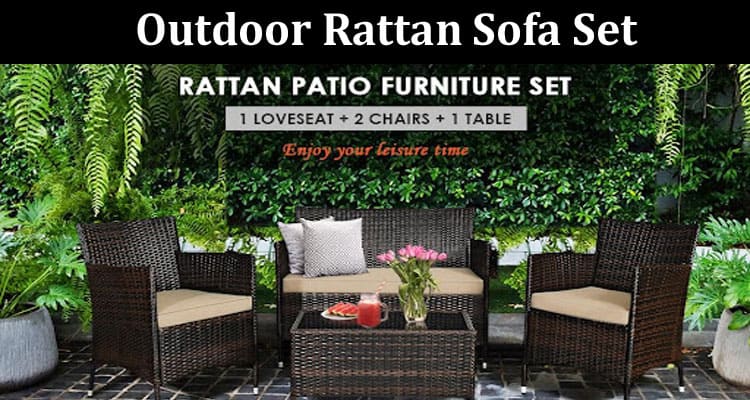 Top 4 Pieces Comfortable Outdoor Rattan Sofa Set With Glass Coffee Table