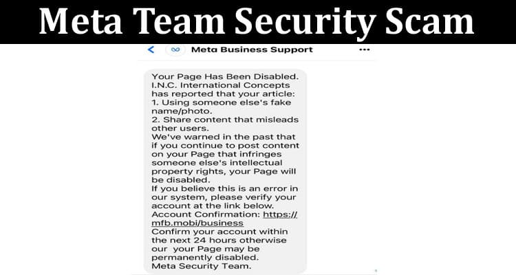 Latest News Meta Team Security Scam
