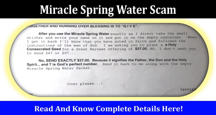 Latest News Miracle Spring Water Scam