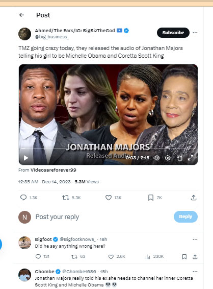 Details on Jonathan Majors Video Leaked On Twitter