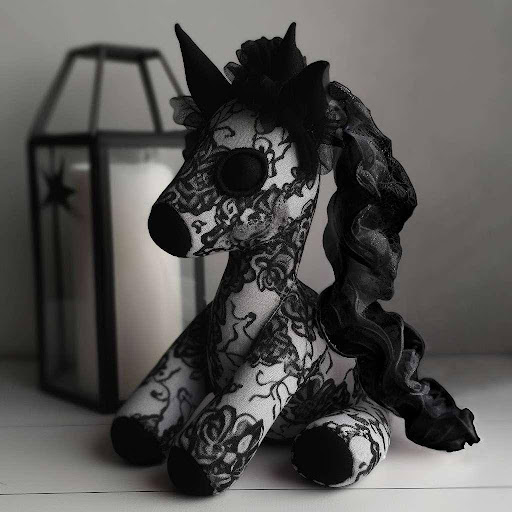 Goth Black Unicorn Stuffed Animal