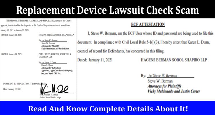 Latest News Replacement Device Lawsuit Check Scam